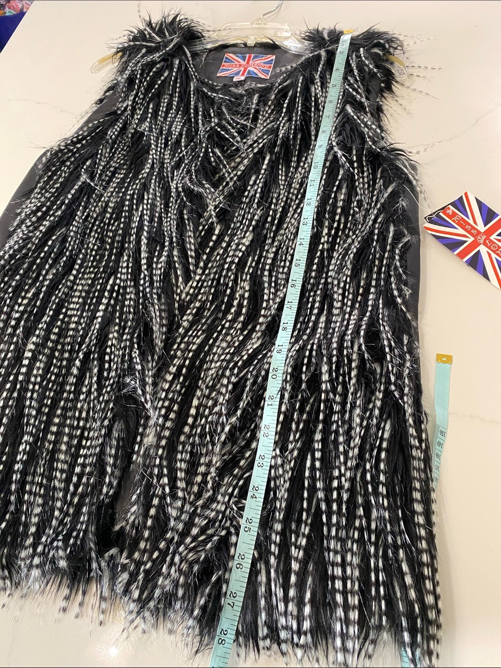 Miss London Black Faux Fur Fringe Vest - Picture 6 of 7